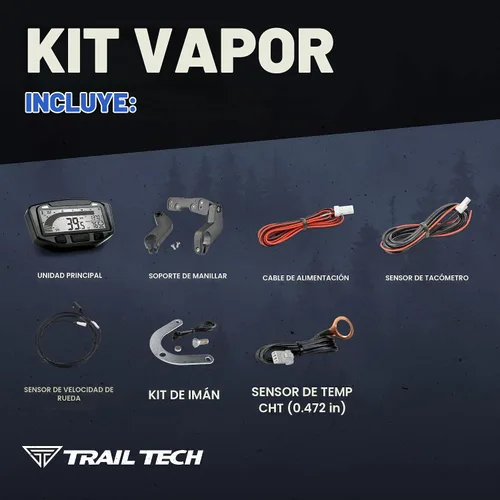 Vista 4 de Trail Tech 752-115 Kit de medidor de tacómetro digital de vapor, 1984-2015 Honda Yamaha TRX TW Raptor Wolverine
