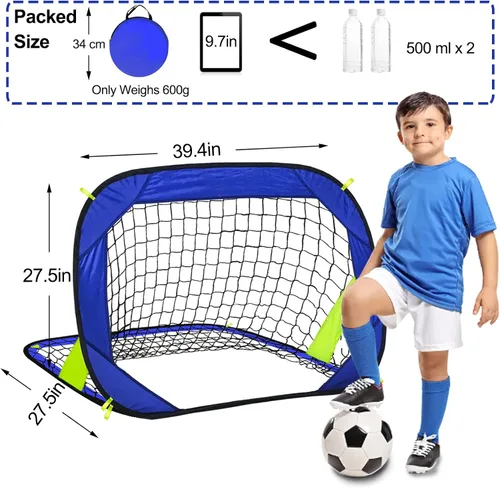 Vista 4 de EVERRUSH Porterías de Fútbol Desplegables con Redes para Patio Trasero Playa Entrenamiento de Fútbol Mini Portátil Plegable Ligera
