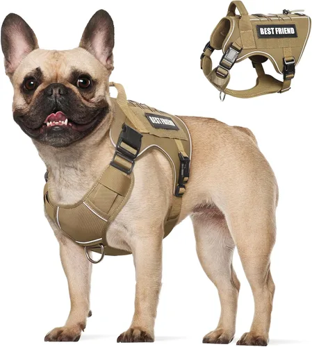 Vista 29 de Arnés Táctico para Perros Talla Pequeña, Sin Tirones Chaleco Militar para Perros con Asa, Arnés Reflectante de Servicio Pesado para Mascotas