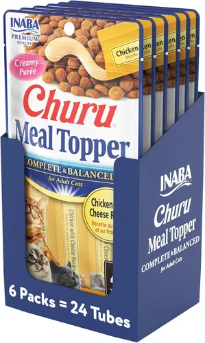 Vista 10 de INABA Churu - Cubrecomida para gatos, completa y equilibrada, cremosa, para lamer puré para gatos, tubo de 0.5 onzas, 24 tubos (4 por paquete)