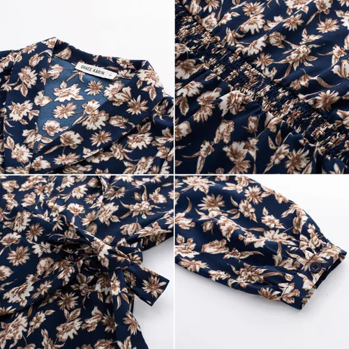 Vista 7 de GRACE KARIN Blusa de trabajo con cuello en V y manga larga tipo farol para mujer