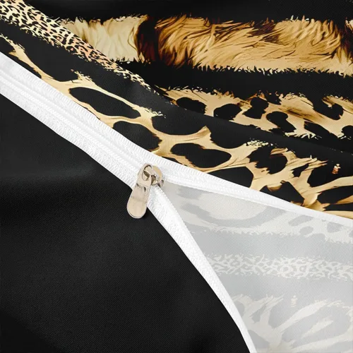 Vista 29 de Feelyou Juego de ropa de cama con estampado de leopardo para niños, tamaño individual, funda de edredón de guepardo safari, funda de edredón de piel