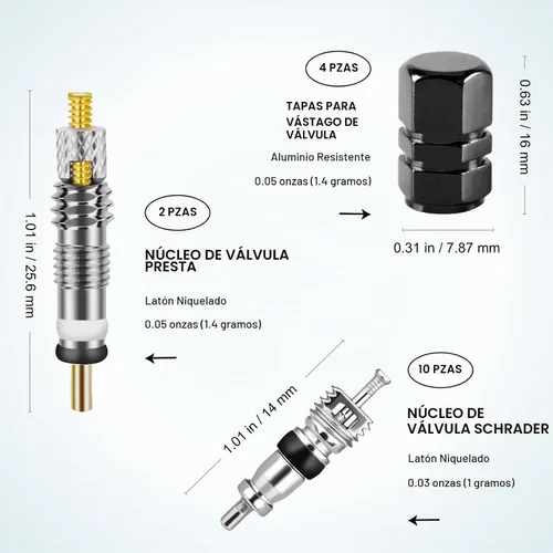 Vista 6 de Kit de herramientas de extracción de vástago de válvula de neumático, incluye herramienta de extracción de núcleo de válvula Presta mejorada 18 PCS