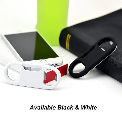 Vista 7 de Cable Lightning para carga de iPhone + llavero + abridor de botellas + mosquetón de aluminio, llavero portátil multifunción con abridor de botellas
