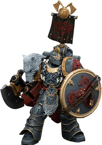 Vista 4 de JOYTOY Figuras de acción 1/18 Lobos Espaciales Legión Pretor con hacha de poder y escudo de combate 4.8 pulgadas, colección 30K, modelo de regalos