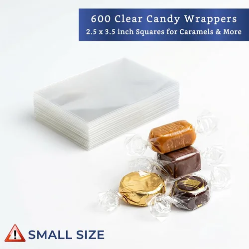 Vista 2 de FIESTA WRAPS Envoltorios transparentes de caramelos para caramelos (600 piezas de 2.5 x 3.5 pulgadas) - Envoltura de celofán transparente natural