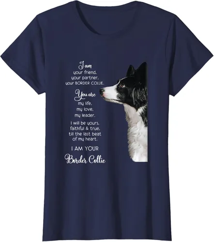 Vista 34 de Funny I Am Your Friend Your Partner Your Border Collie - Camiseta de regalo, Negro, S