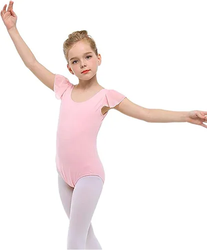 Vista 7 de Stelle Leotardos negros de ballet para niñas, trajes de gimnasia de manga corta con volantes (bebéniña pequeñaniño grande)