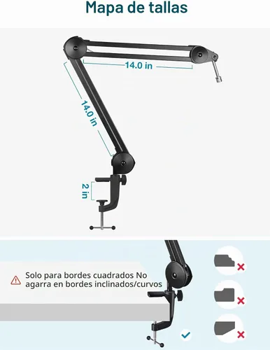Vista 4 de InnoGear Soporte de brazo para micrófono, brazo de micrófono resistente, soporte de micrófono de suspensión con brazo de tijera boom con clip
