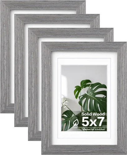 Vista 70 de Egofine - Juego de 4 portarretratos A4 de madera maciza y cubierta de plexiglás de 4 x 6/6 x 8 pulgadas con paspartú o A4 sin paspartú, para mesa