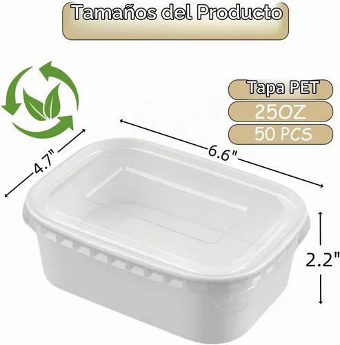 Vista 2 de Paquete de 50 ensaladeras desechables con tapas, 25 onzas