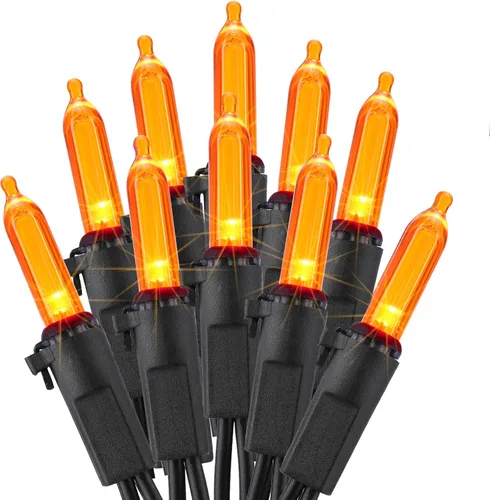 Vista 11 de ODEETRONIC Candy Corn - Luces de Halloween de 21.63 pies, juego de 100 luces incandescentes conectables, 120 V, certificado UL, luz de Halloween