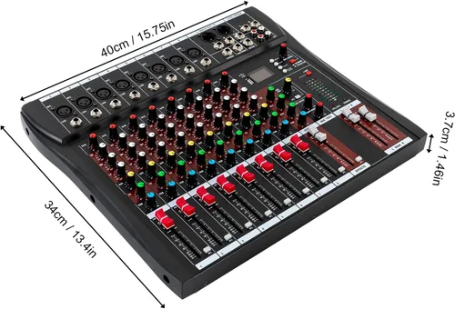 Vista 5 de Consola de mezcla profesional de 8 canales Mezclador de audio Bluetooth Digital USB MP3 Entrada 48V Phantom Power Estéreo DJ Studio Audio Mezclador