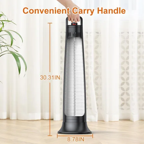 Vista 8 de FLOWBREEZE Calentador de patio al aire libre, 1200 W, calefacción instantánea 3S, calentador infrarrojo portátil con oscilación de 60°, temporizador