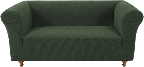 Vista 24 de Funda elástica Chesterfield para sofá, funda de tela jacquard para sofá biplaza de 2 cojines, protector de muebles antideslizante resistente a