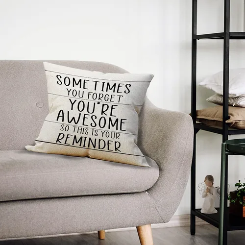 Vista 3 de Mancheng-zi Fundas de almohada inspiradoras de 18 x 18 pulgadas, Sometimes You Forget You're Awesome Regalos para mujeres y hombres, regalos