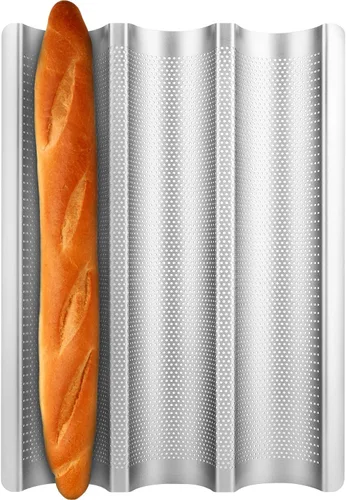 Vista 9 de Molde para Pan Baguette Moldes para Pan Francés Para Hornear, Antiadherente 2 Ranuras Perforado Molde Italiano para Pan Molde Largo para Pan Francés