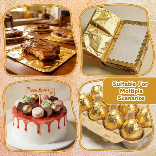 Vista 5 de Wowagoga Envoltorios de papel de aluminio para dulces, 6 x 6 pulgadas, papel de aluminio dorado, envoltorios de chocolate para dulces caseros