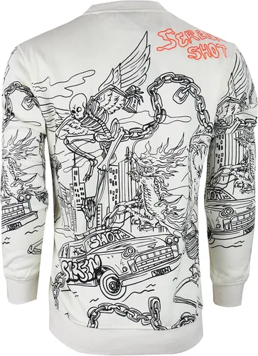 Vista 2 de SCREENSHOT Urban NYC Graffiti Hip Hop - Sudadera de forro polar con cuello redondo para hombre