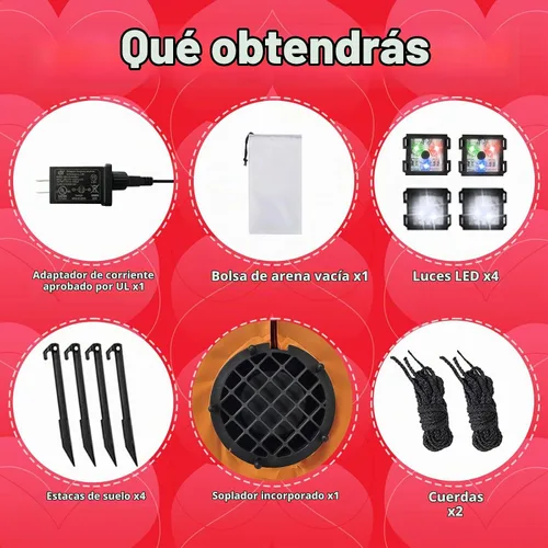 Vista 7 de B&D Oso inflable para el día de San Valentín de 4 pies con corazón de amor, decoraciones de patio inflables con luces LED RGB integradas, decoración