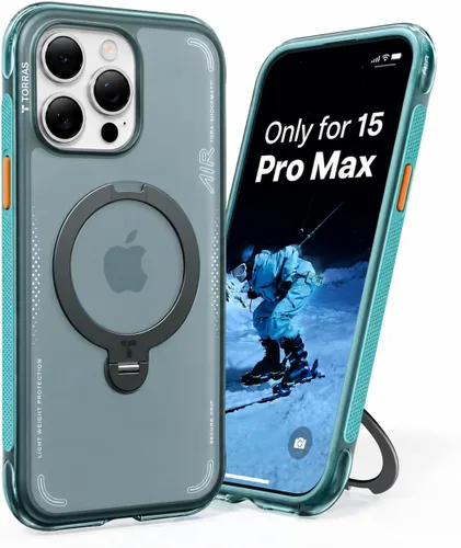 Vista 25 de TORRAS Ostand Q3 Air - Funda para iPhone 17 Pro con soporte magnético de 360°, compatible con MagSafe, probada contra caídas de grado mil, botón