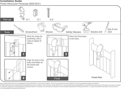 Vista 5 de Swing Set Stuff Inc. Kit combinado monocular con adhesivo SSS Logo Amarillo