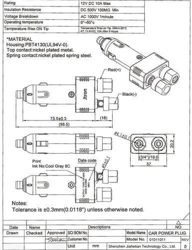 Vista 5 de DC 12 V 10 A Enchufe macho para mechero de cigarrillos con cable de alimentación para automóvil, toma de corriente negra para inversor