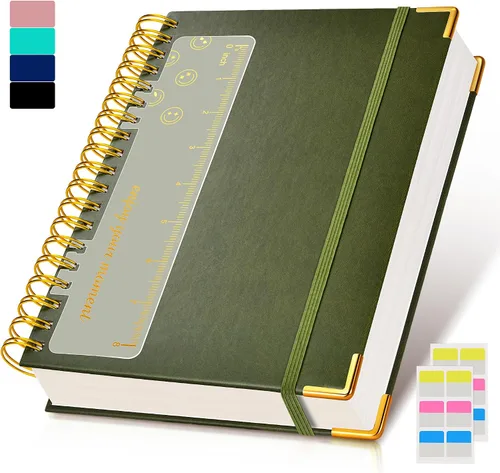 Vista 15 de Cuaderno Diario de Espiral 8.5" x 11", 300 Páginas de Tapa Dura con Forro de Cuero para Mujeres y Hombres, Cuadernos A4 Grandes con Rayas