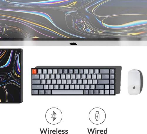 Vista 5 de Keychron Teclado mecánico inalámbrico K6 65 compacto de 68 teclas para Mac retroiluminación blanca intercambiable en caliente Bluetooth multitarea