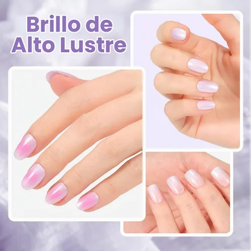Vista 5 de Beetles - Esmalte de uñas morado – Violeta nublado de 0.51 onzas líquidas, esmalte de uñas morado pastel con purpurina de secado rápido para uñas