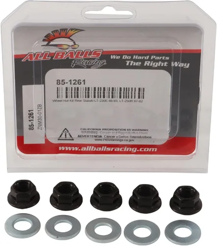 Vista 3 de All Balls 85-1261 Kit de tuerca y tuerca de rueda compatible con/reemplazo para Suzuki LT-230E 1988-1993, LT-250R 1987-1992 OEM replacement, for