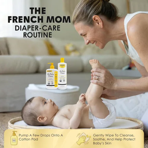 Vista 4 de La Petite Creme French Premium Liniment - Loción para bebés, alternativa de crema para pañales a las toallitas húmedas, crema hidratante suave