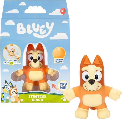 Vista 10 de Bluey Juguete Elástico del Héroe Bingo, Suave, Juguete Fidget Blando con Relleno Similar a Gel Pegajoso, Juguetes Blandos para Niños de 3+ Años que