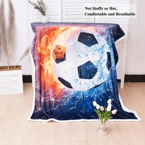 Vista 2 de Manta de fútbol, manta de fútbol, manta de franela suave, manta de fútbol adorable para niños, manta de cama súper suave de franela para sofá