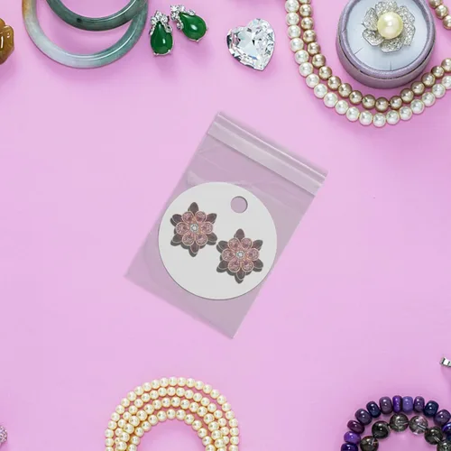 Vista 2 de TEHAUX Tarjetas de soporte de papel para pendientes, 100 unidades, tarjetas de pendientes de papel, almacenamiento de joyas de bricolaje