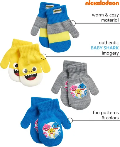 Vista 2 de Nickelodeon Guantes de tiburón para bebé, paquete de 4 guantes de invierno o manoplas (2-7)