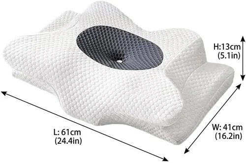 Vista 2 de Almohada cervical para el cuello para aliviar el dolor, almohada refrescante de espuma viscoelástica para dormir de lado, espalda y estómago