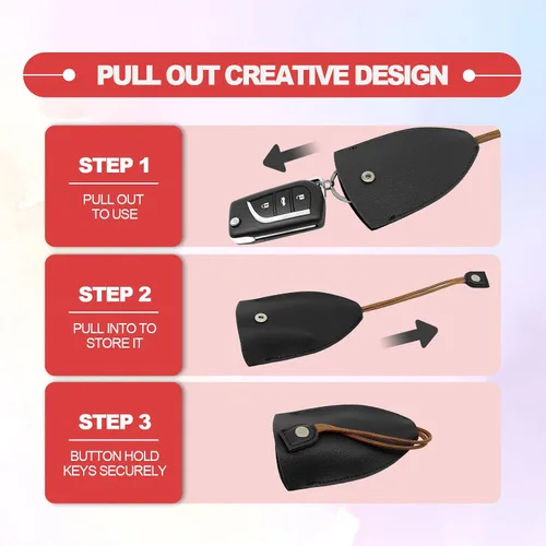 Vista 6 de Reative - Funda extraíble para llaves de automóvil, elegante y creativa, protector de llave de automóvil, funda protectora de cuero extraíble