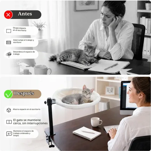 Vista 5 de PAWZ Road Hamaca para cama de escritorio para gatos con rotación de 360° y Beige