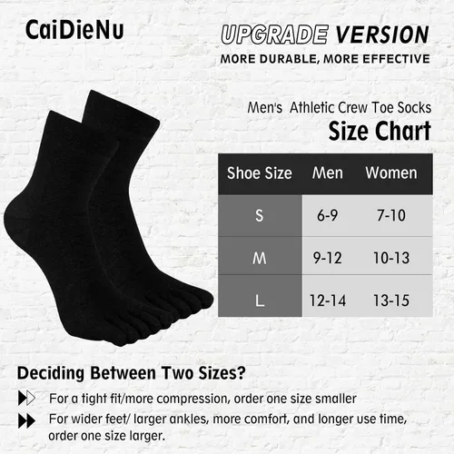 Vista 6 de CaiDieNu Calcetines deportivos de algodón para hombre, 5 pares