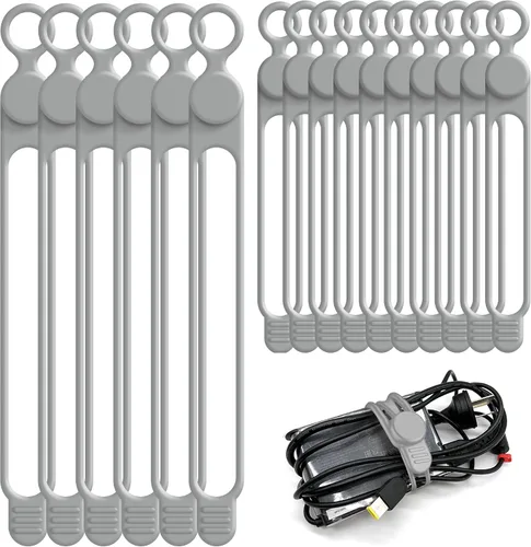 Vista 12 de Bridas de silicona para cables, organizador de cables (16 negro (16pcs-Black)
