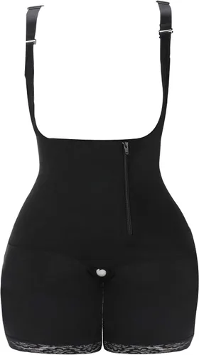 Vista 3 de Faja moldeadora de cuerpo para mujer (negro) - Body sin costuras - Cierre de cremallera muslo adelgazante moldeador de cuerpo (S - 10XL)