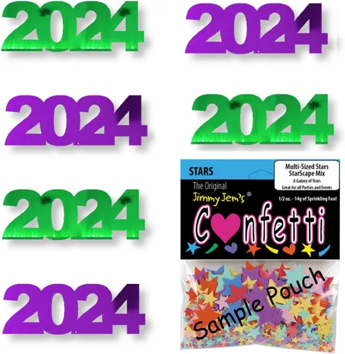 Vista 13 de Confetti Year 2024 Negro, Azul Royal Combo - 2 bolsas de media onza (1 oz)