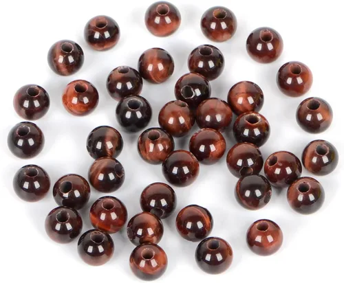 Vista 23 de AD Beads Cuentas de gema natural de 8 mm redondas sueltas con gran agujero de 2,5 mm, 40 piezas (turquesa africana)