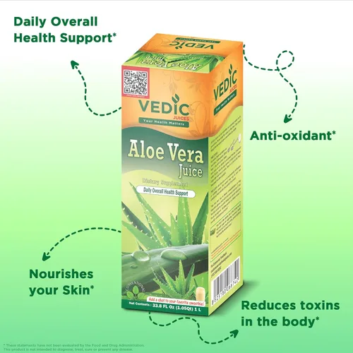 Vista 4 de Vedic Juices Jugo de aloe vera, suplemento de aloe para nutrición de la piel, pulpa de aloe, fibra de aloe, salud intestinal y apoyo inmunológico
