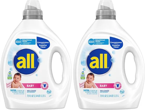 Vista 7 de all Baby, Detergente líquido para ropa de bebé, suave para bebé, hipoalergénico para pieles sensibles, concentrado, 75 onzas, 100 cargas