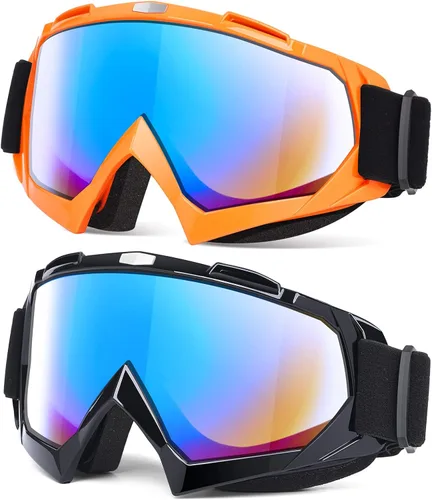 Vista 10 de MAMBAOUT Gafas de motocross para adultos, paquete de 2 gafas de motocicleta ATV para hombres y mujeres, gafas de visión amplia para montar fuera