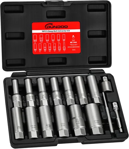Vista 11 de Kit de 7 piezas extractor de pernos, juego extractor de pernos dañados, juego Easy Out largo y profundo, herramienta de dado para tuercas de rueda