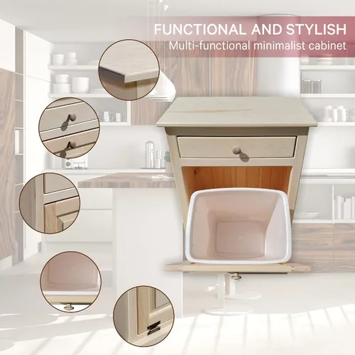 Vista 4 de Peaceful Classics - Gabinete escondido hecho a mano - Papelera decorativa para baño, oficina y dormitorio - Papelera de madera inclinable