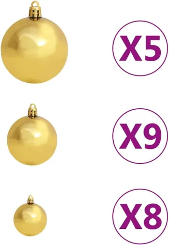 Vista 7 de Árbol de Navidad artificial verde al revés de 5 pies con 150 luces LED y bolas de Navidad doradas, árbol de Navidad artificial completo